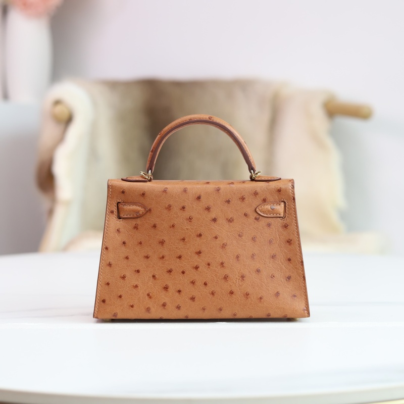 MINI KELLY 20 37 GOLD OSTRICH GHW