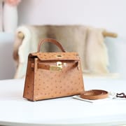 MINI KELLY 20 37 GOLD OSTRICH GHW