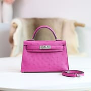 MINI KELLY 20 L3 ROSE POUPRE OSTRICH PHW