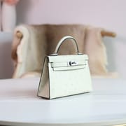 MINI KELLY 20 3C PARCHEMIN OSTRICH PHW
