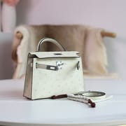 MINI KELLY 20 3C PARCHEMIN OSTRICH PHW