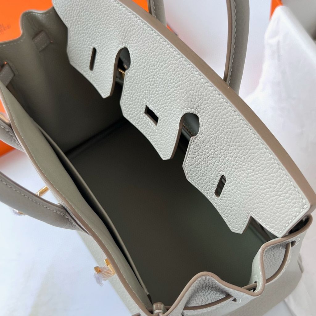 BIRKIN 25CM TAURILLON CLEMENCE 80 GRIS PERLE GHW