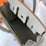 BIRKIN 25CM TAURILLON CLEMENCE 80 GRIS PERLE GHW