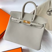 BIRKIN 25CM TAURILLON CLEMENCE 80 GRIS PERLE GHW