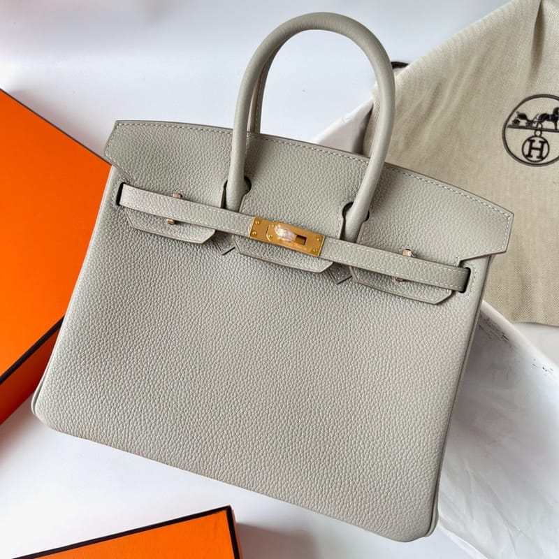 BIRKIN 25CM TAURILLON CLEMENCE 80 GRIS PERLE GHW