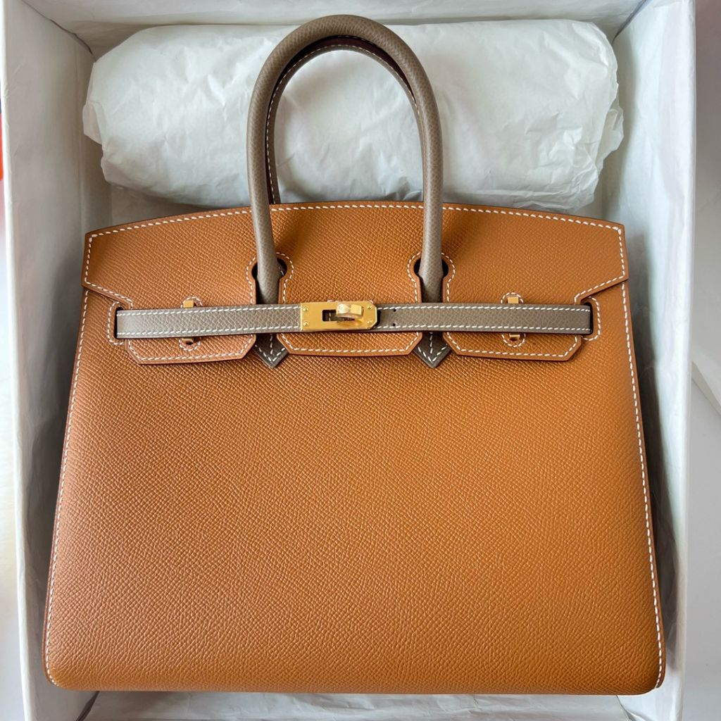 BIRKIN 25CM SELLIER EPSOM 37 GOLD/18 ETOUPE GHW