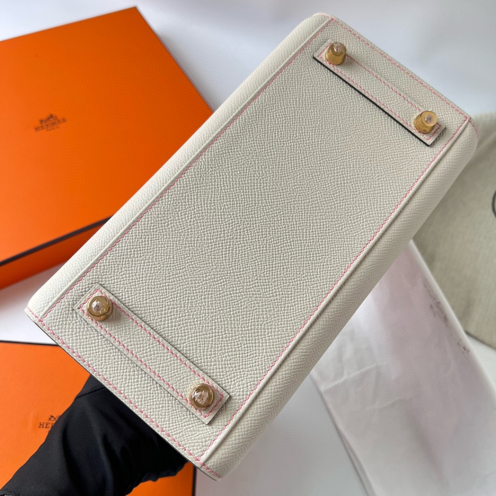 BIRKIN 25CM SELLIER EPSOM 10 CRAIE/1Q ROSE CONFETTI FROSTED GOLD HARDWARE
