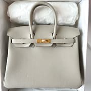 BIRKIN 25CM TAURILLON CLEMENCE 80 GRIS PERLE GHW