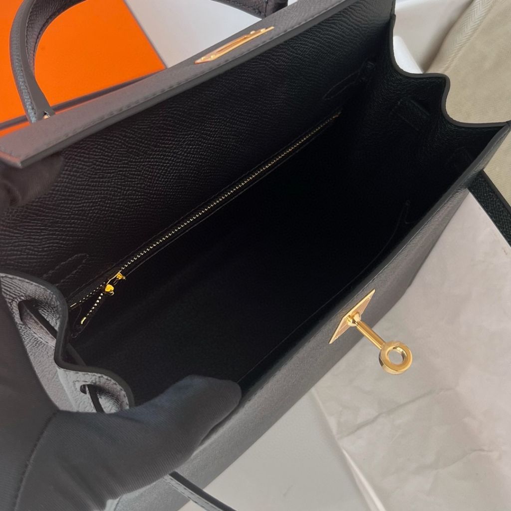 KELLY 25CM EPSOM 89 NOIR  GHW