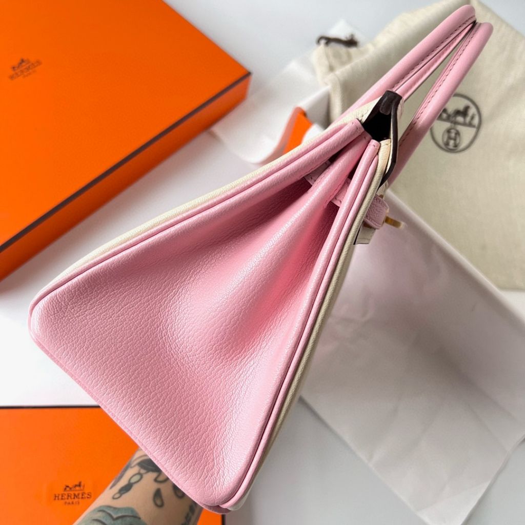BIRKIN 25CM CHEVRE I2 NATA/3Q ROSE SAKURA BRUSHED GOLD HARDWARE