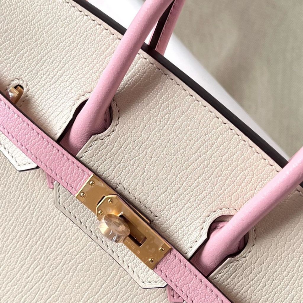 BIRKIN 25CM CHEVRE I2 NATA/3Q ROSE SAKURA BRUSHED GOLD HARDWARE BIRKIN 25CM CHEVRE I2 NATA/3Q ROSE SAKURA BRUSHED GOLD HARDWARE