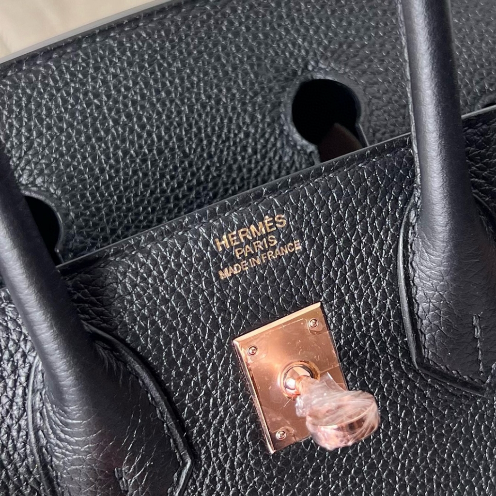BIRKIN 25CM TAURILLON CLEMENCE 89 NOIR ROSE GOLD HARDWARE