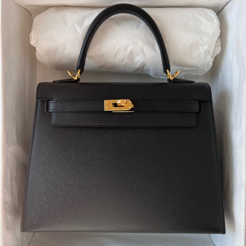 KELLY 25CM EPSOM 89 NOIR  GHW