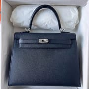 KELLY 25CM EPSOM 76 BLUE INDIGO PHW