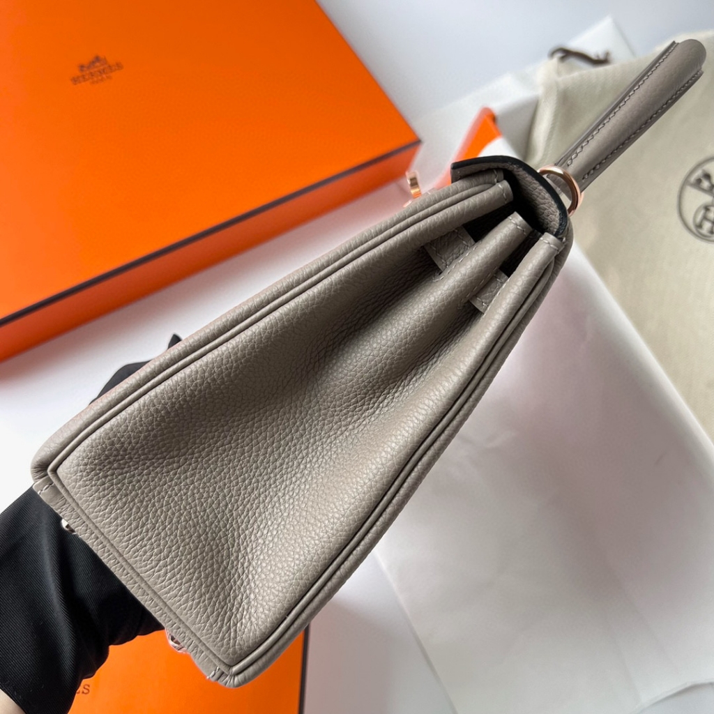 KELLY 25CM TAURILLON CLEMENCE M8 GRIS ASPHALTE ROSE GOLD HARDWARE