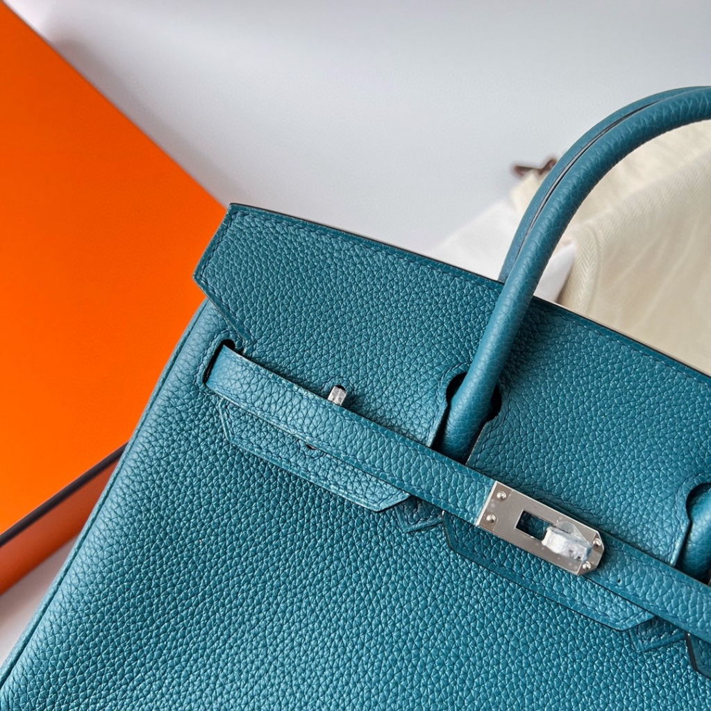 BIRKIN 25CM TAURILLON CLEMENCE W0 VERT BOSPHORE PHW