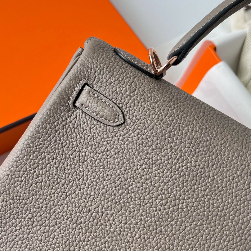 KELLY 25CM TAURILLON CLEMENCE M8 GRIS ASPHALTE ROSE GOLD HARDWARE