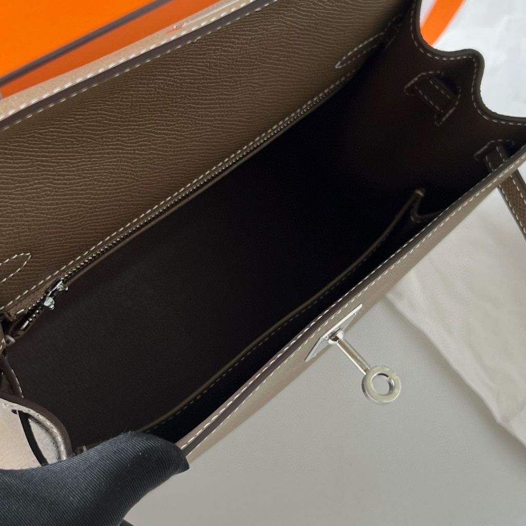 KELLY 25CM SELLIER EPSOM 18 ETOUPE PHW