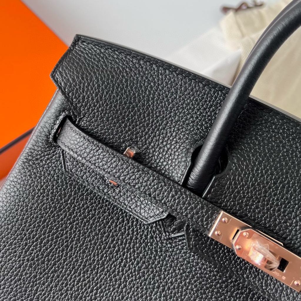 BIRKIN 25CM TAURILLON CLEMENCE 89 NOIR ROSE GOLD HARDWARE