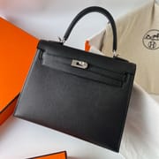 KELLY 25CM SELLIER EPSOM 89 NOIR PHW
