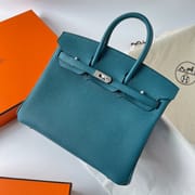 BIRKIN 25CM TAURILLON CLEMENCE W0 VERT BOSPHORE PHW