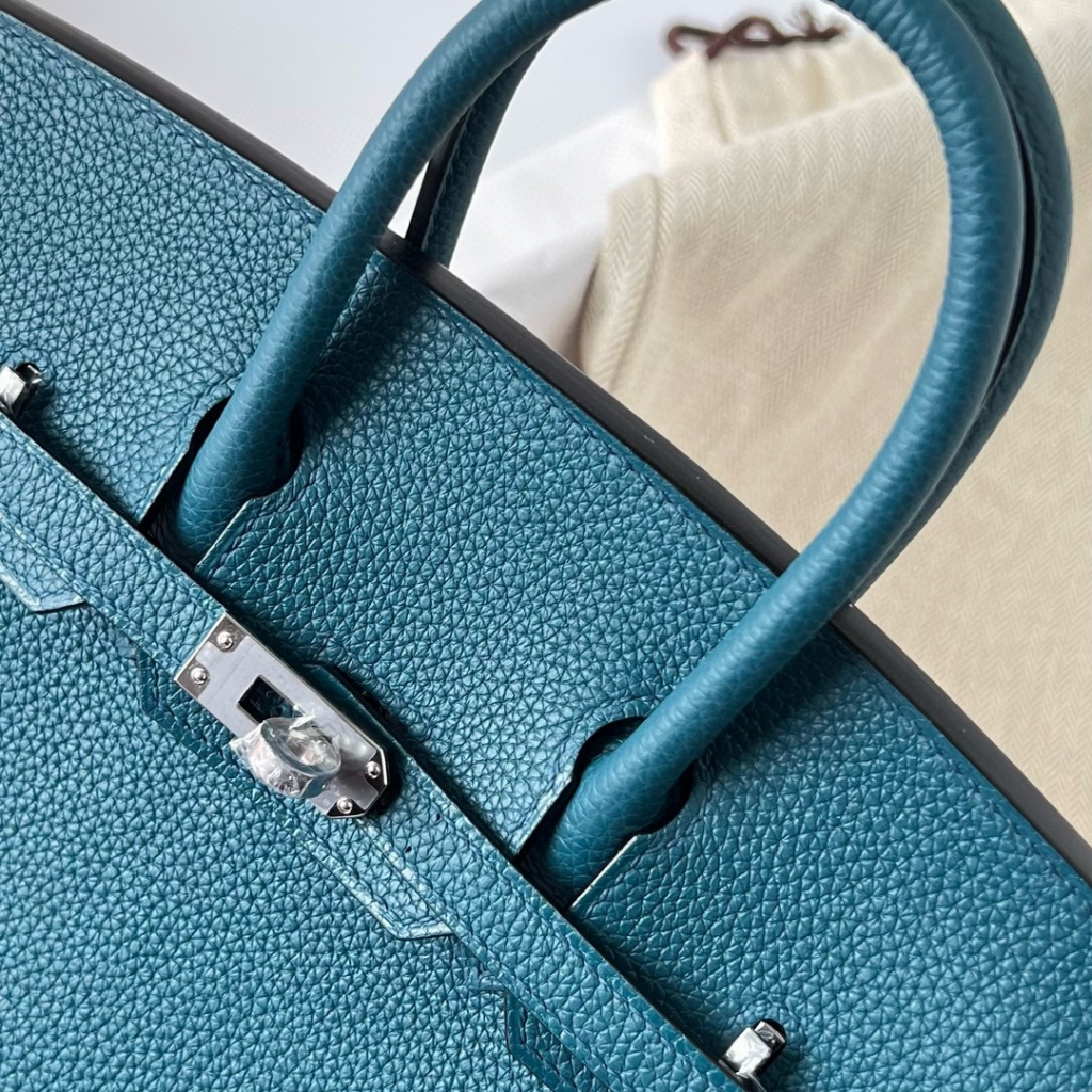 BIRKIN 25CM TAURILLON CLEMENCE W0 VERT BOSPHORE PHW