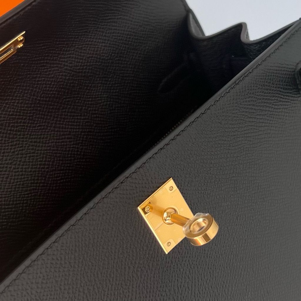 KELLY 25CM EPSOM 89 NOIR  GHW