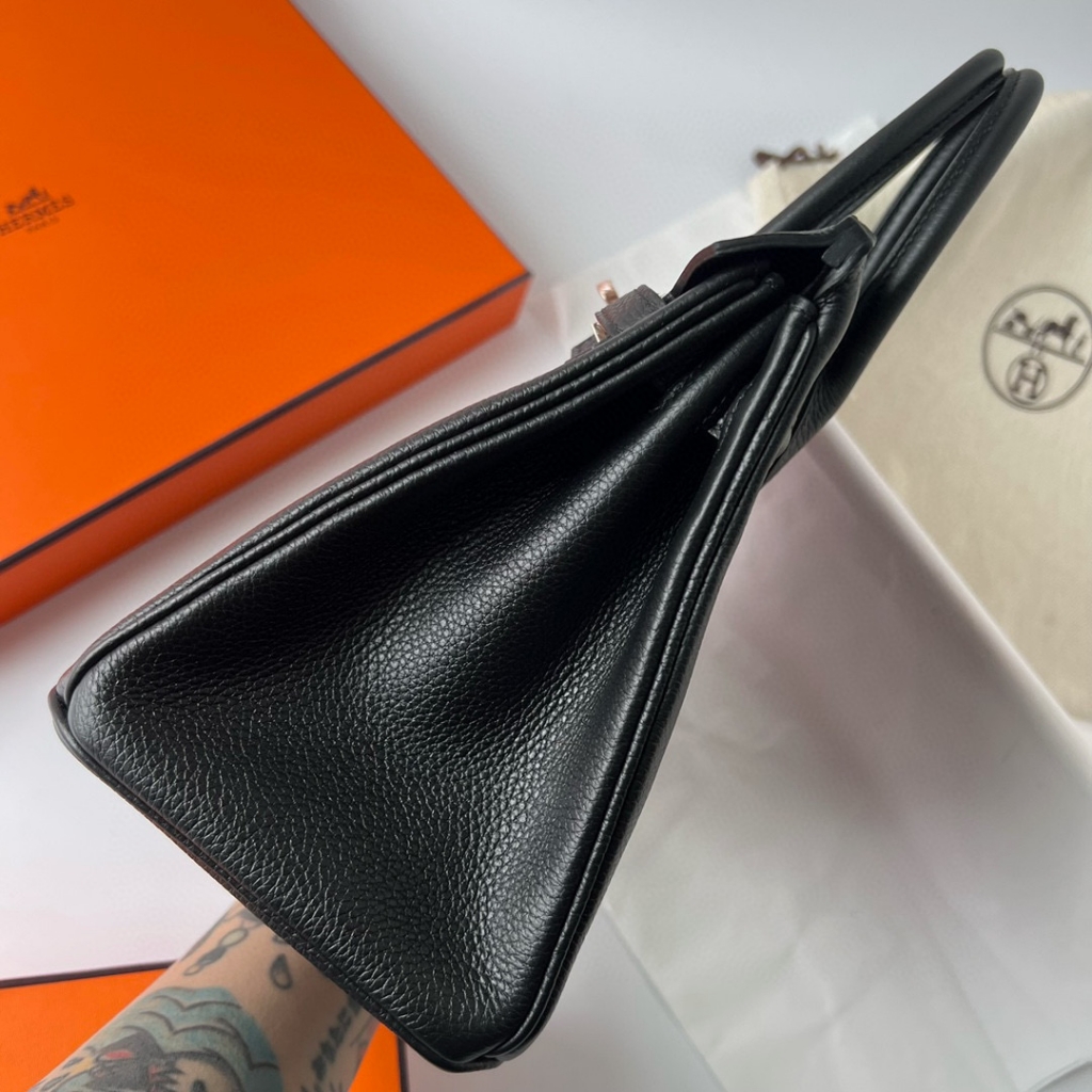 BIRKIN 25CM TAURILLON CLEMENCE 89 NOIR ROSE GOLD HARDWARE