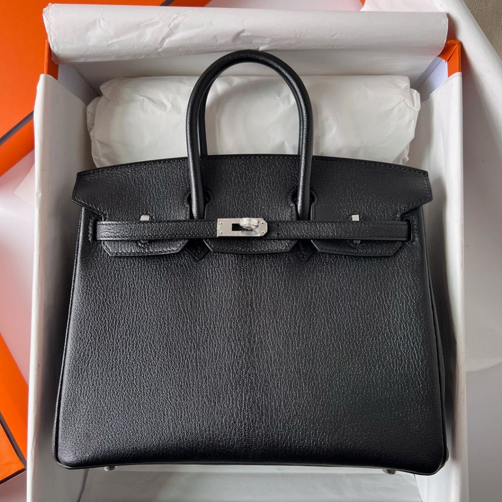 BIRKIN 25CM CHEVRE 89 NOIR PHW