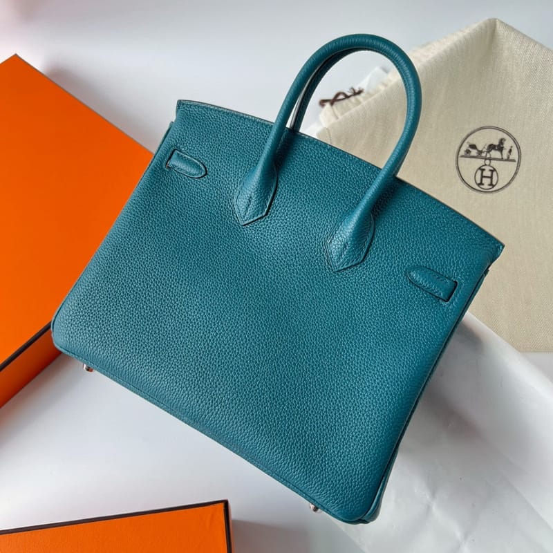 BIRKIN 25CM TAURILLON CLEMENCE W0 VERT BOSPHORE PHW