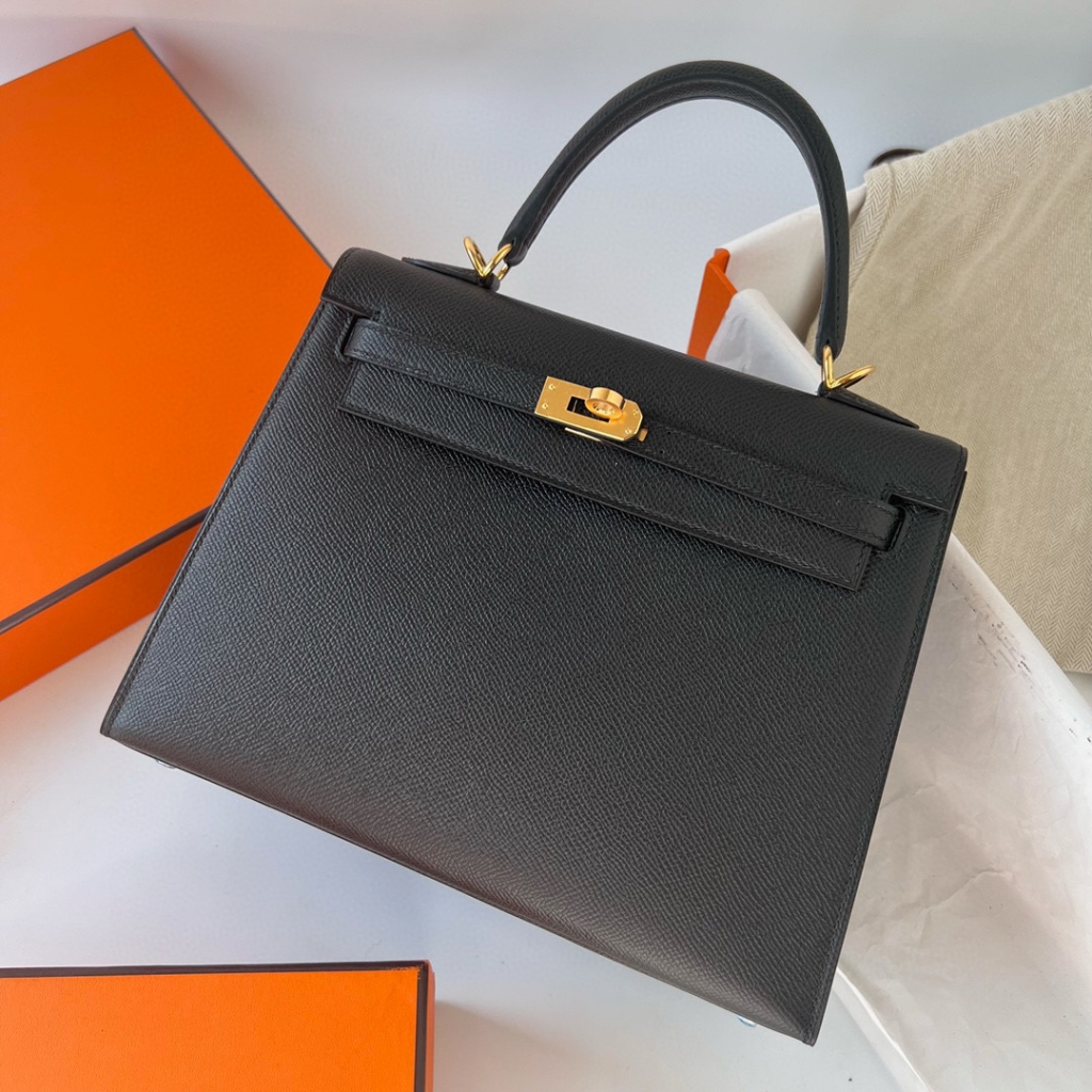 KELLY 25CM EPSOM 89 NOIR  GHW