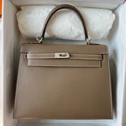 KELLY 25CM SELLIER EPSOM 18 ETOUPE PHW