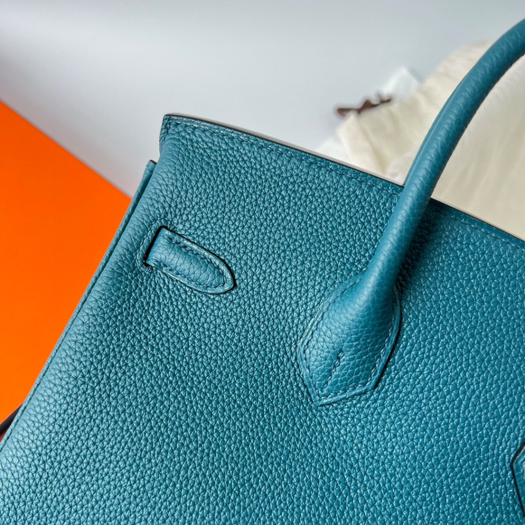 BIRKIN 25CM TAURILLON CLEMENCE W0 VERT BOSPHORE PHW