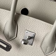 BIRKIN 25CM TAURILLON CLEMENCE 10 CRAIE/80 GRIS PERLE BRUSHED SILVER HARDWARE