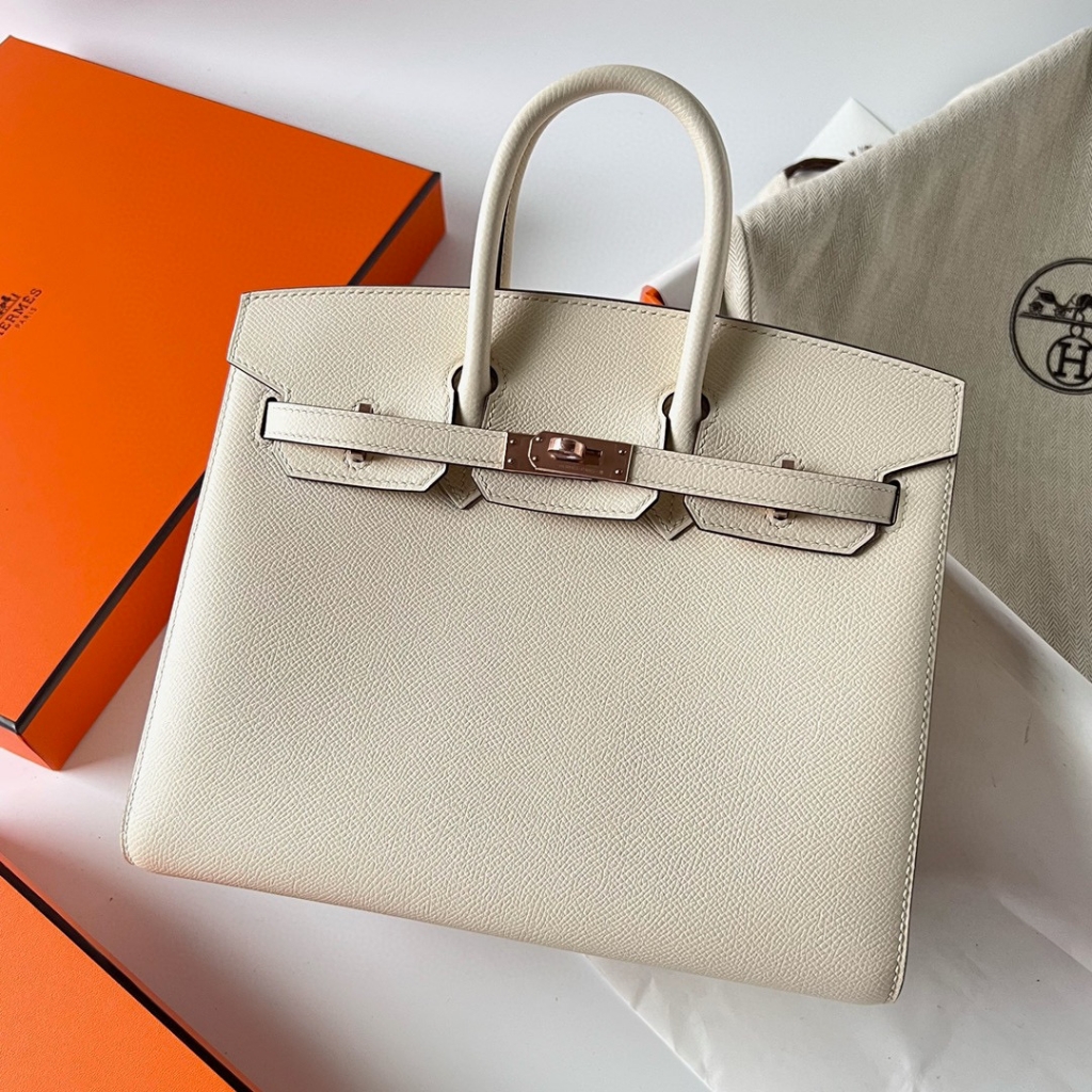 BIRKIN 25CM SELLIER EPSOM I2 NATA ROSE GOLD HARDWARE BIRKIN 25CM SELLIER EPSOM I2 NATA ROSE GOLD HARDWARE