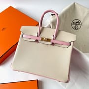 BIRKIN 25CM CHEVRE I2 NATA/3Q ROSE SAKURA BRUSHED GOLD HARDWARE