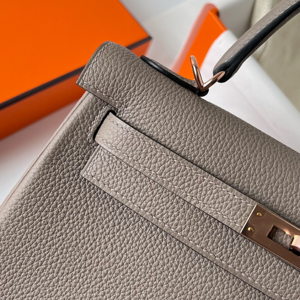 KELLY 25CM TAURILLON CLEMENCE M8 GRIS ASPHALTE ROSE GOLD HARDWARE