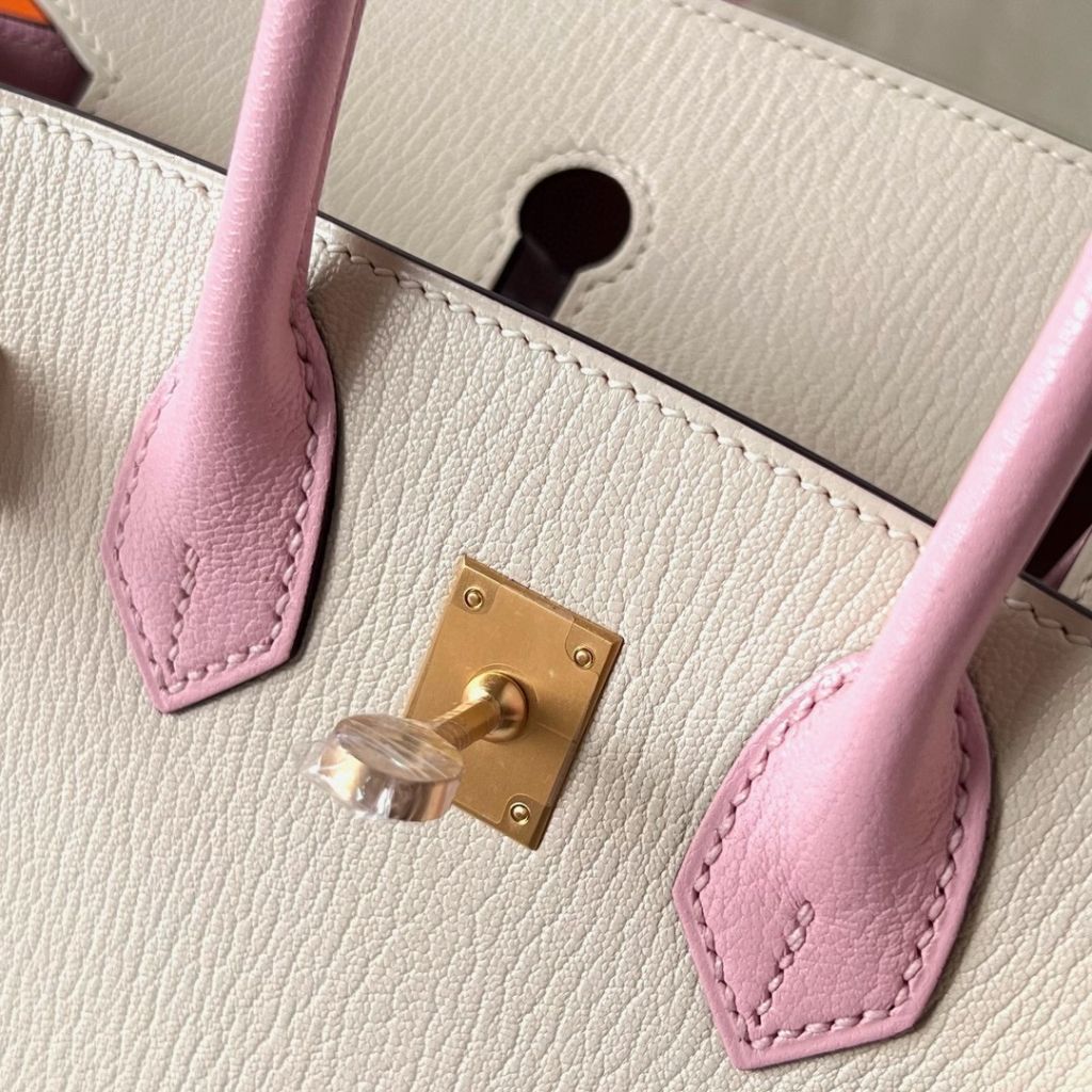 BIRKIN 25CM CHEVRE I2 NATA/3Q ROSE SAKURA BRUSHED GOLD HARDWARE