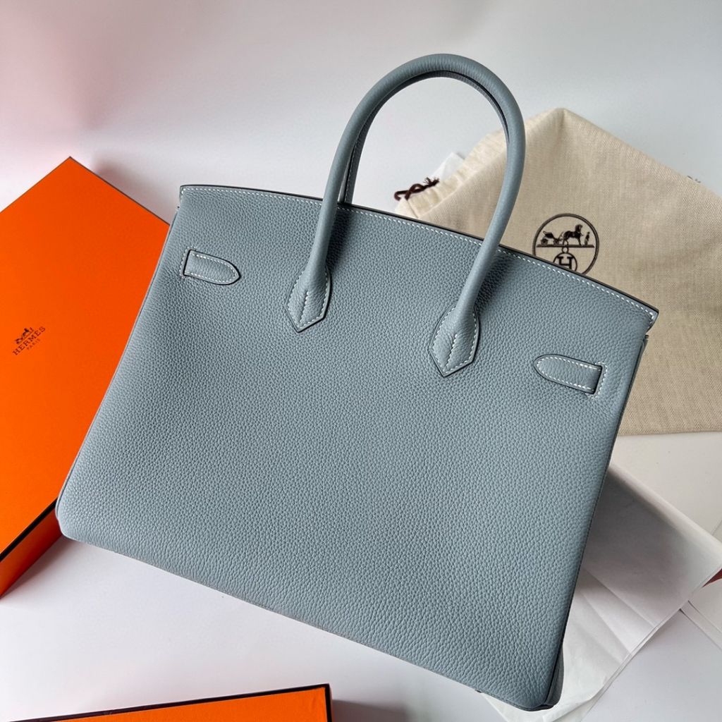 BIRKIN 35CM TAURILLON CLEMENCE J7 BLUE LIN PHW