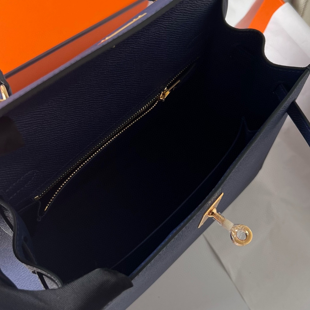 KELLY 25CM EPSOM 73 BLEU SAPHIR GHW