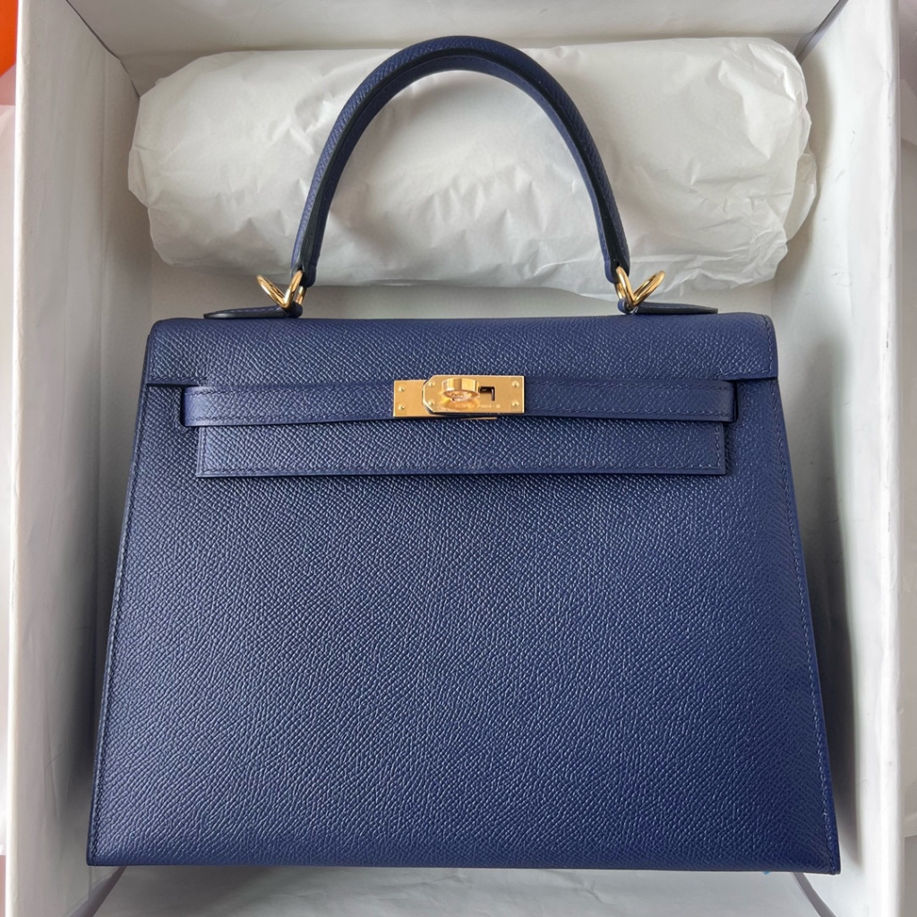 KELLY 25CM EPSOM 73 BLEU SAPHIR GHW