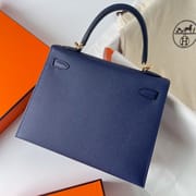 KELLY 25CM EPSOM 73 BLEU SAPHIR GHW