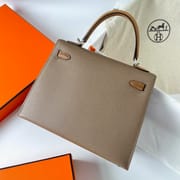 KELLY 25CM SELLIER EPSOM 18 ETOUPE/3G ALEZAN/4B BISCUIT PHW