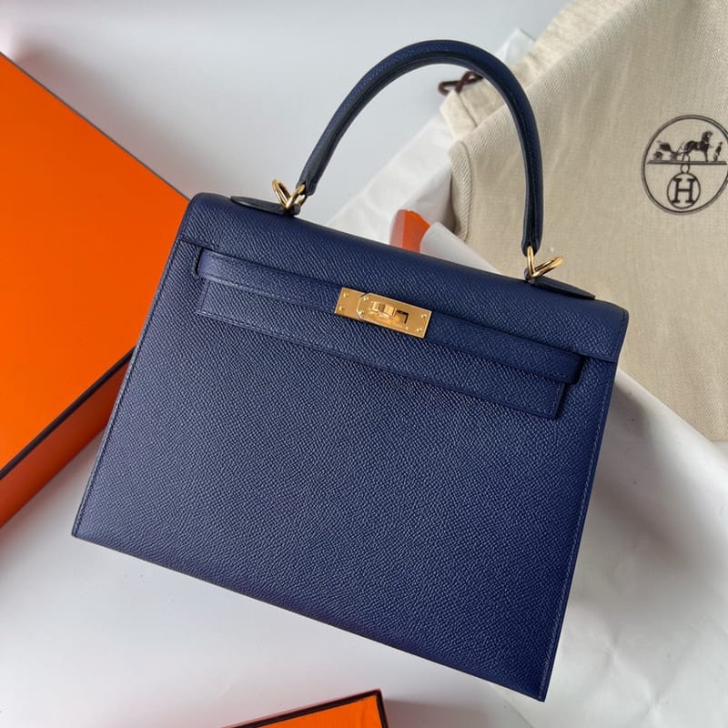 KELLY 25CM EPSOM 73 BLEU SAPHIR GHW