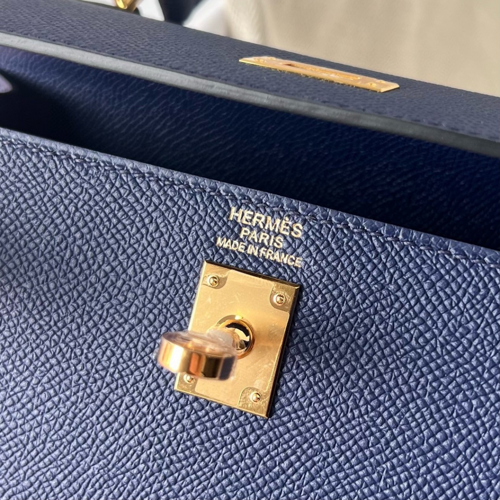 KELLY 25CM EPSOM 73 BLEU SAPHIR GHW