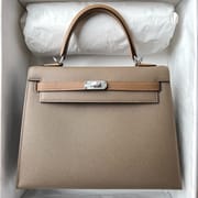 KELLY 25CM SELLIER EPSOM 18 ETOUPE/3G ALEZAN/4B BISCUIT PHW