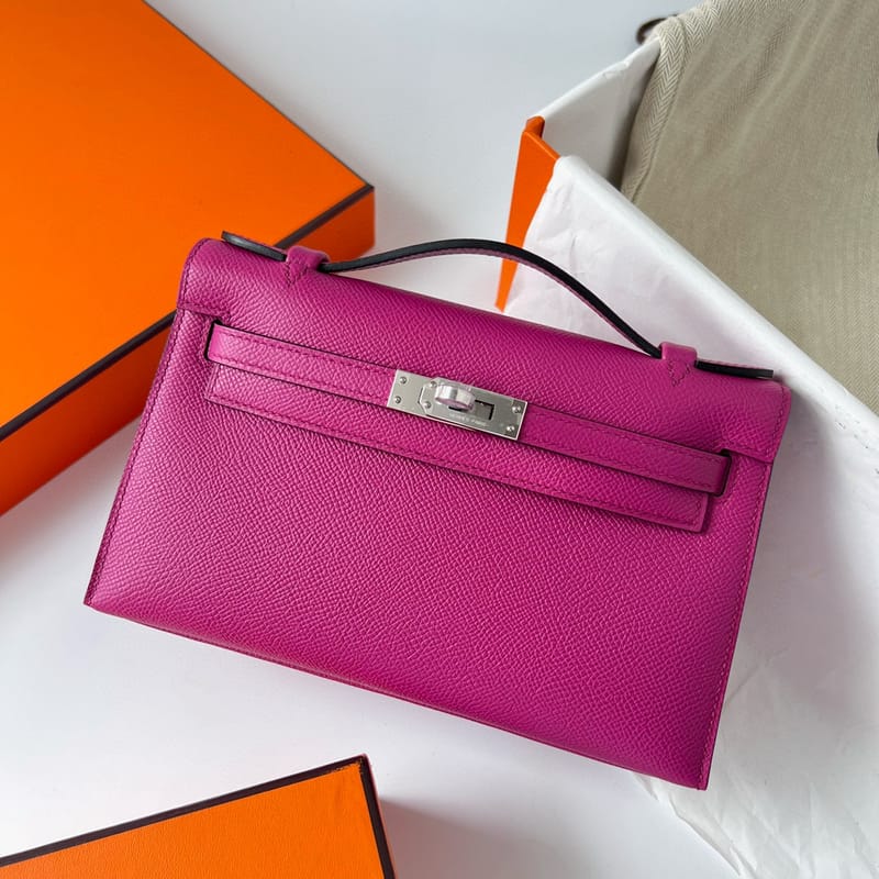 KELLY POCHETTE EPSOM L3 ROSE POUPRE PHW