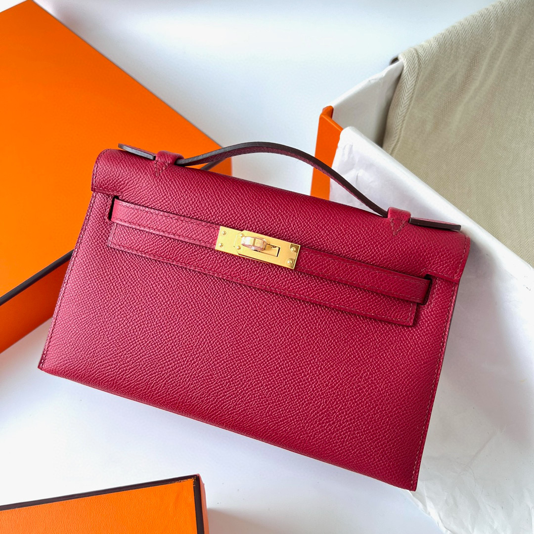 KELLY POCHETTE EPSOM K1 ROUGE GRENAT GHW KELLY POCHETTE EPSOM K1 ROUGE GRENAT GHW