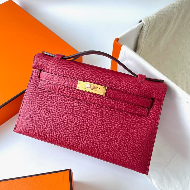 Kelly Pochette Epsom K1 Rouge Grenat Ghw