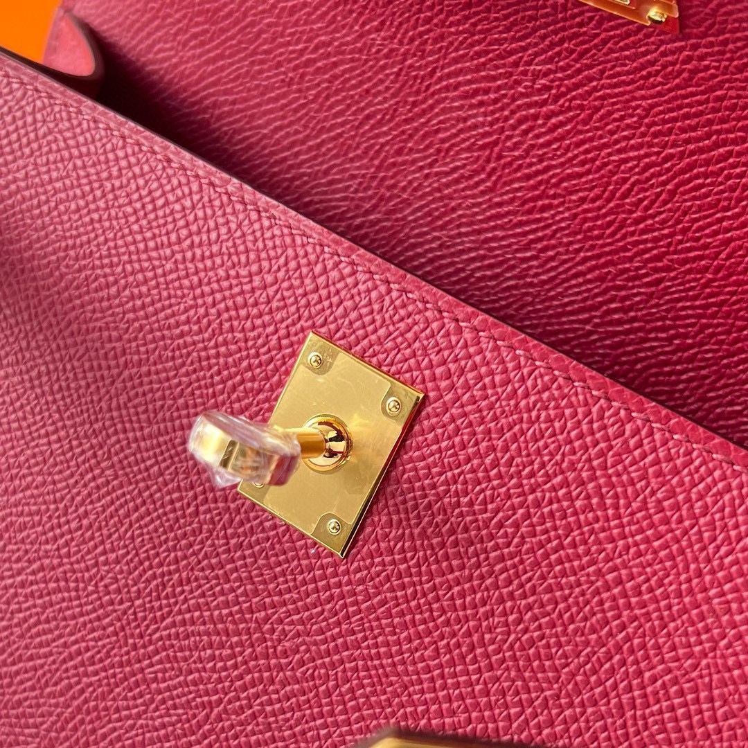 KELLY POCHETTE EPSOM K1 ROUGE GRENAT GHW